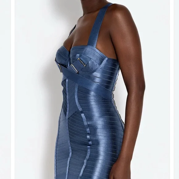 Syra Angela Bordelle Elegant Blue Bandage Dress - NWT Size LL - Picture 3 of 5